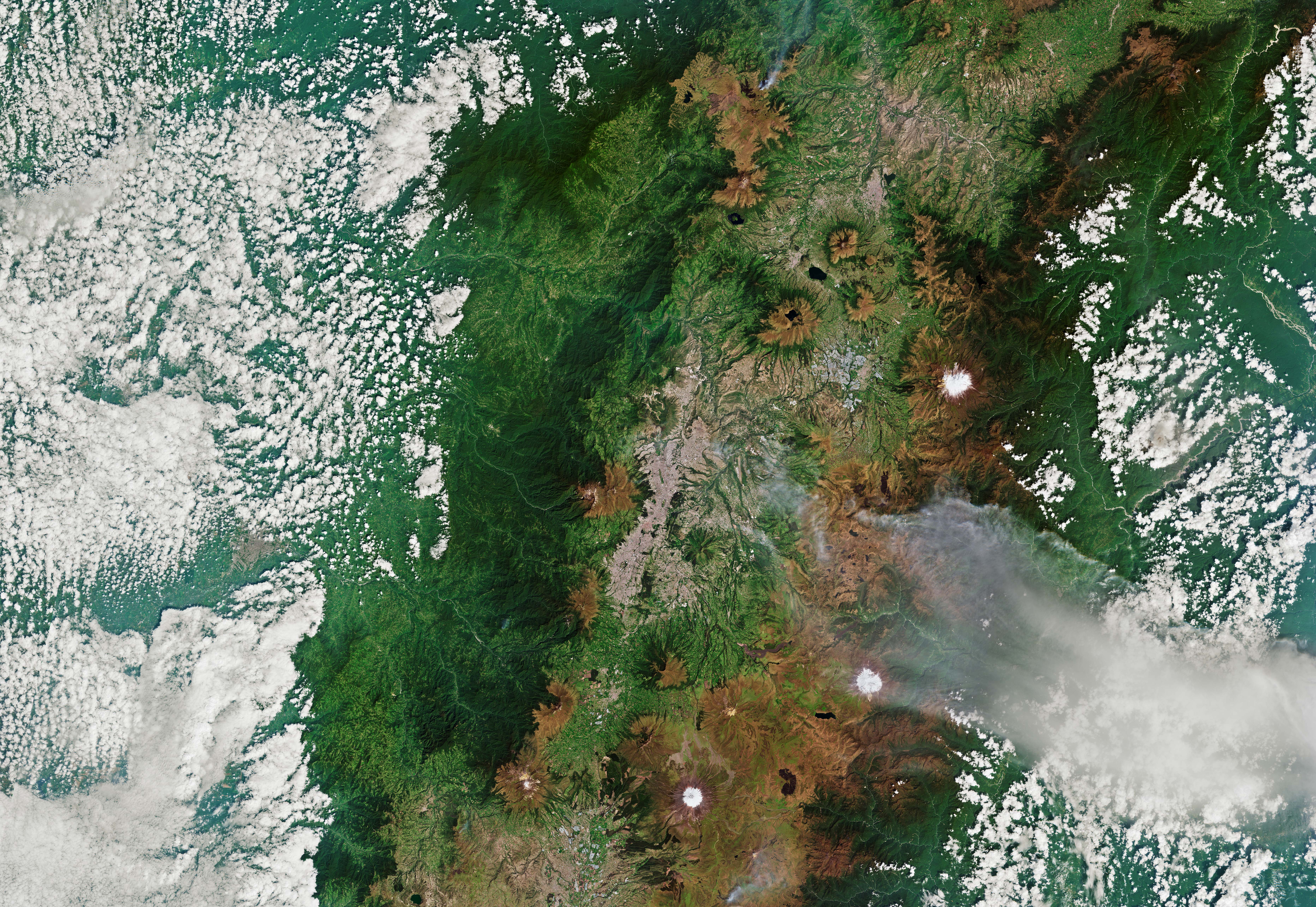 Satellite image of Quito, Ecuador, and the surrounding landscape
