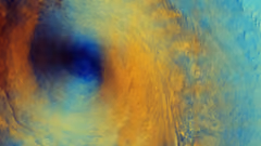 False-colour image of the sea beneath a typhoon