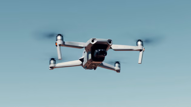 A flying drone in the sky