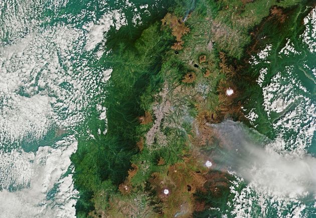 Satellite image of Quito, Ecuador, and the surrounding landscape