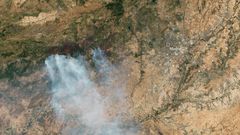 Satellite image of wildfires near Madrid, Spain