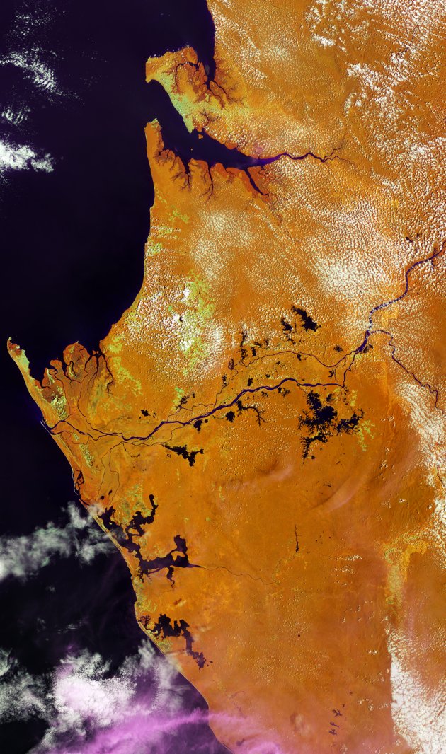 Satellite image of the coast of Gabon