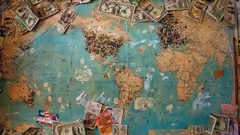 An old map with money on it