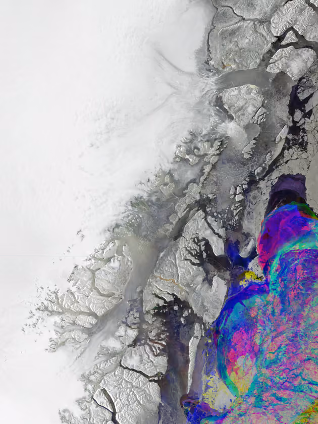 Radar image of northeastern Greenland