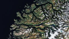 A satellite image of western Norway