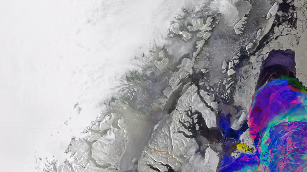 Radar image of northeastern Greenland