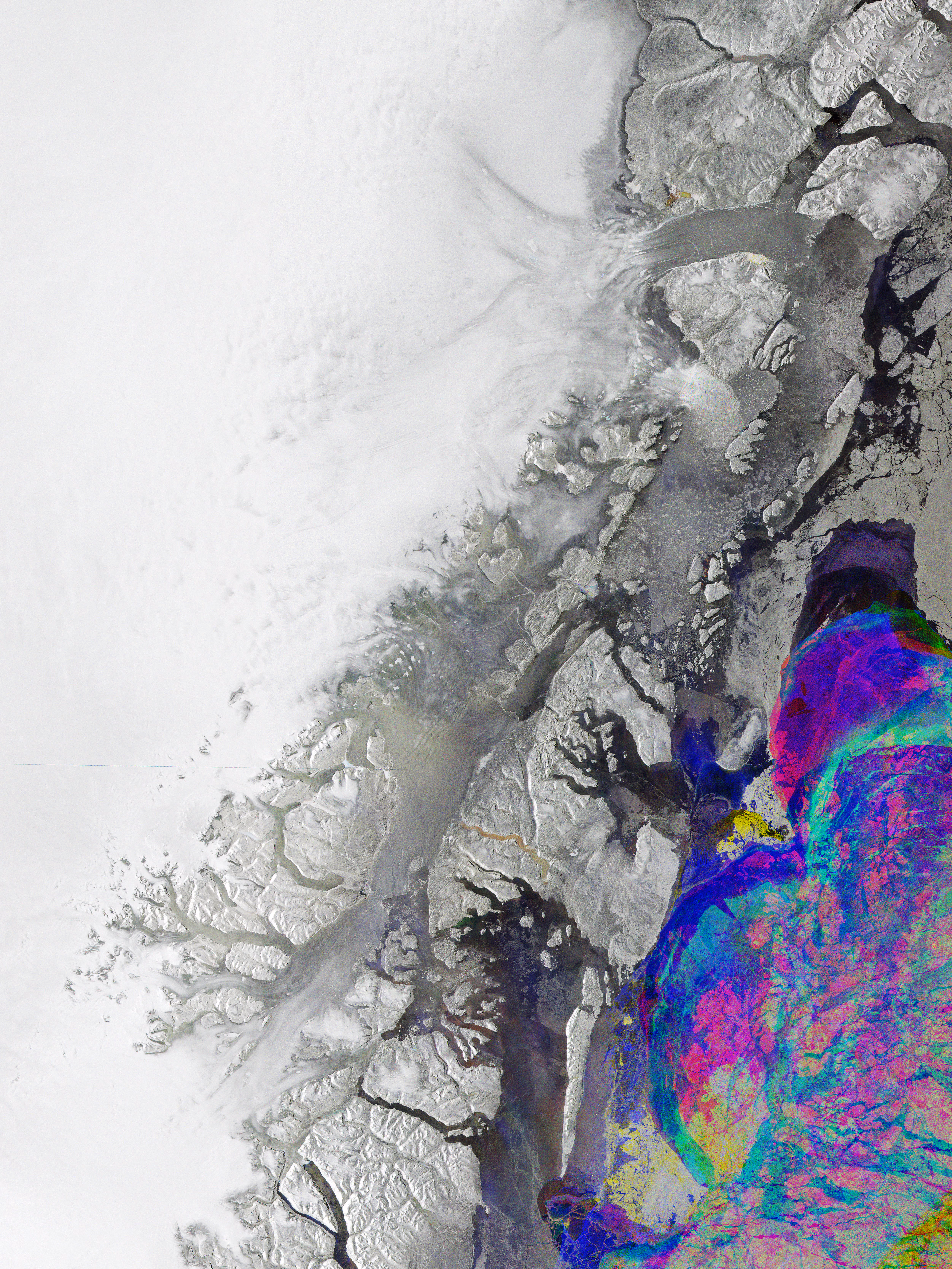 Radar image of northeastern Greenland