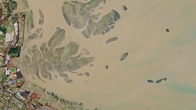 A satellite view of the Rudong coast in China