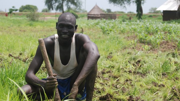 A farmer planting on his land in Ethiopia