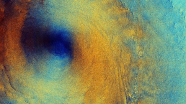 False-colour, polarised satellite image of Typhoon Surigae