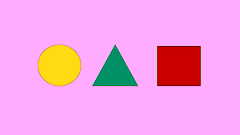 a circle, triangle and square