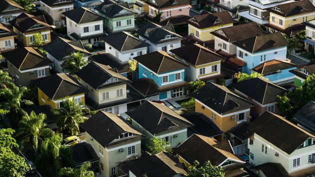 aerial shot of housing