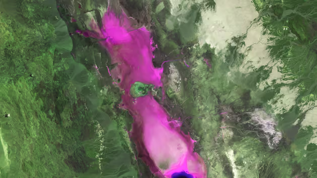 A satellite image of The Dankil Depression in Ethiopia