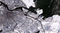 Satellite image of snow cover in Amsterdam, Netherlands