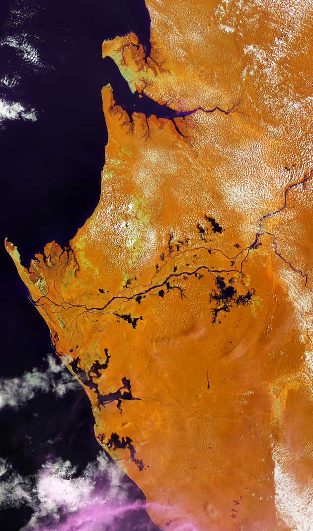 Satellite image of the coast of Gabon
