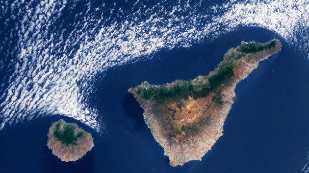 Cloud patterns form above the Canary Islands