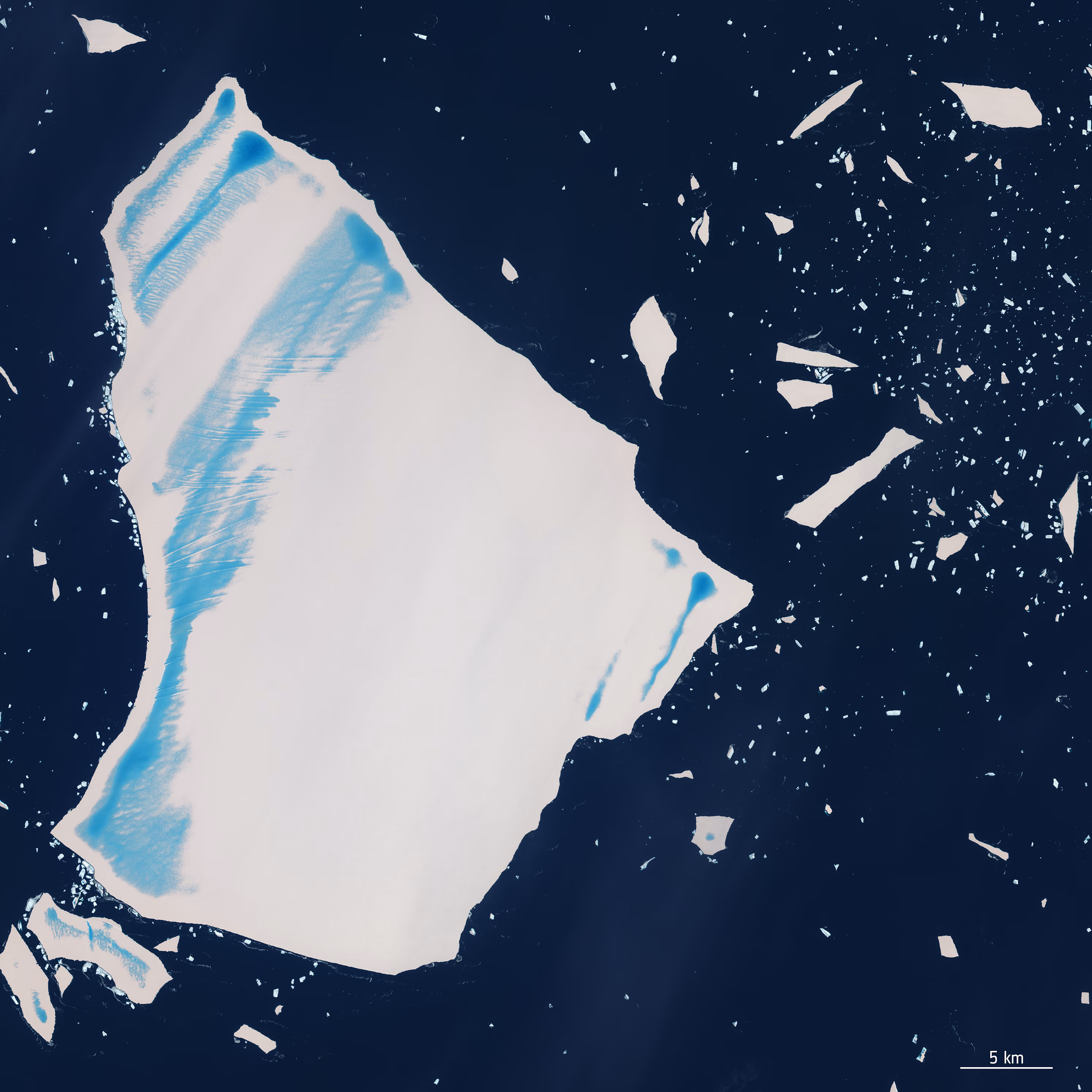 A satellite view of A23a iceberg off Antarctica