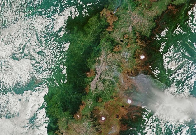 Satellite image of Quito, Ecuador, and the surrounding landscape