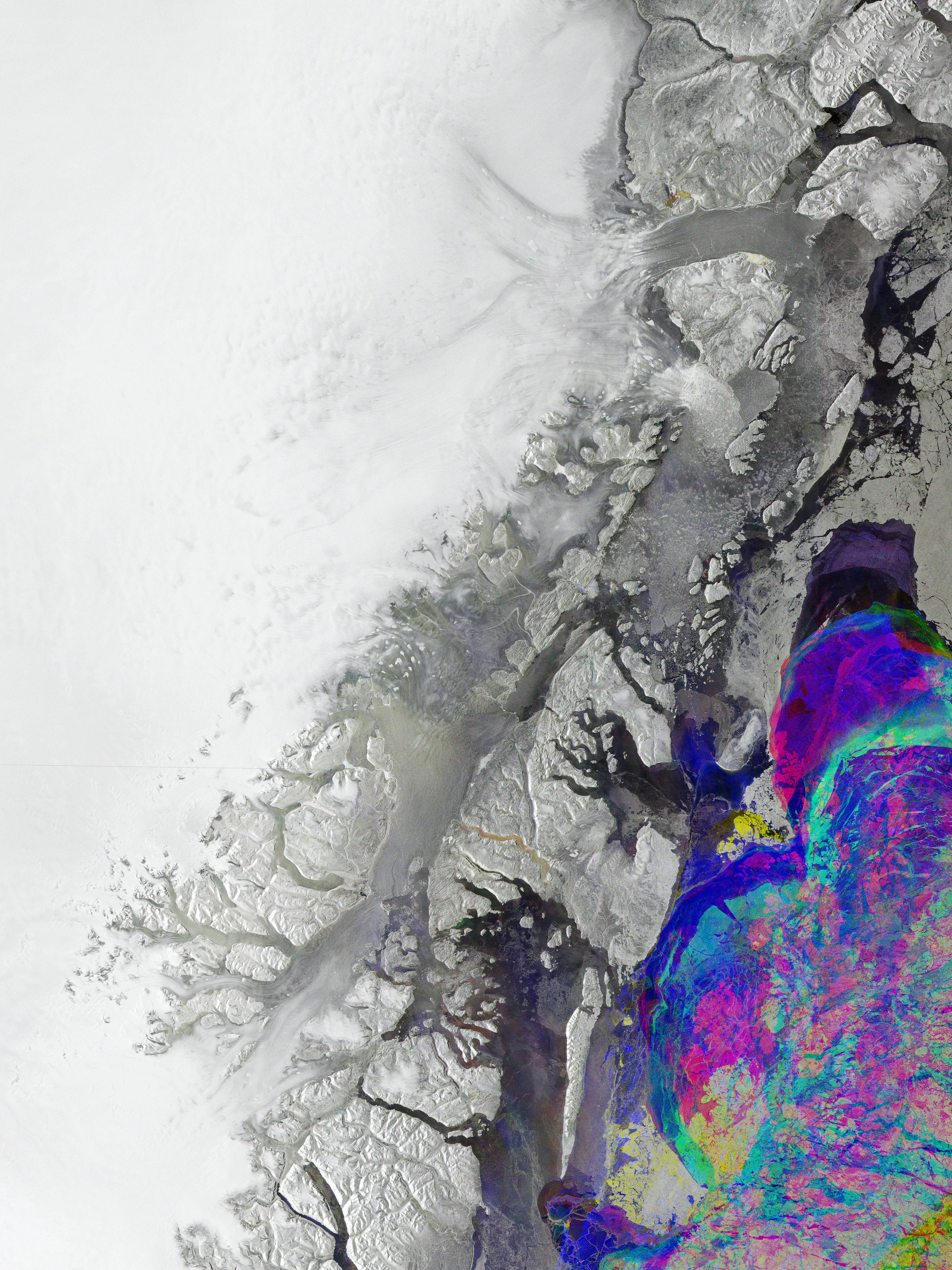 Radar image of northeastern Greenland