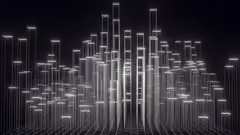 A city depicted in digital wireframes