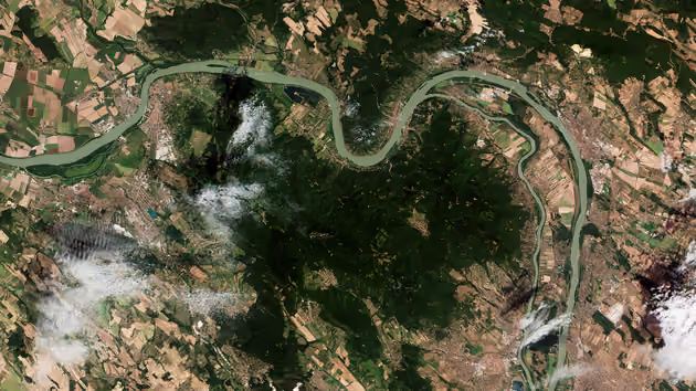 Satellite view of the Danube river